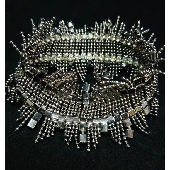 Lee Angel for Neiman Marcus Black, Grey Crystal Beaded Stretch Bracelet - Picture 3 of 7